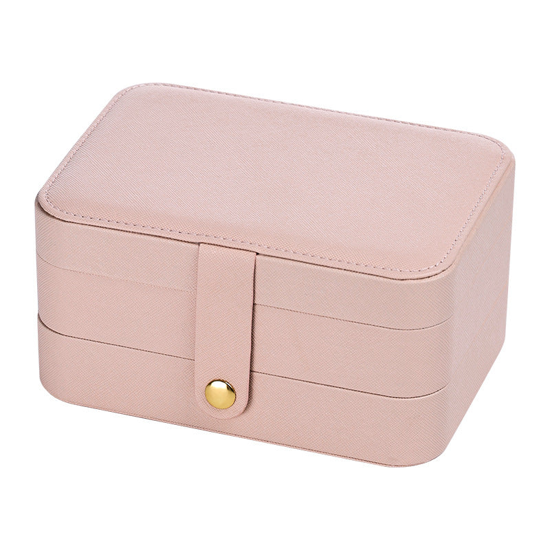 Portable household double-layer storage box with mirror