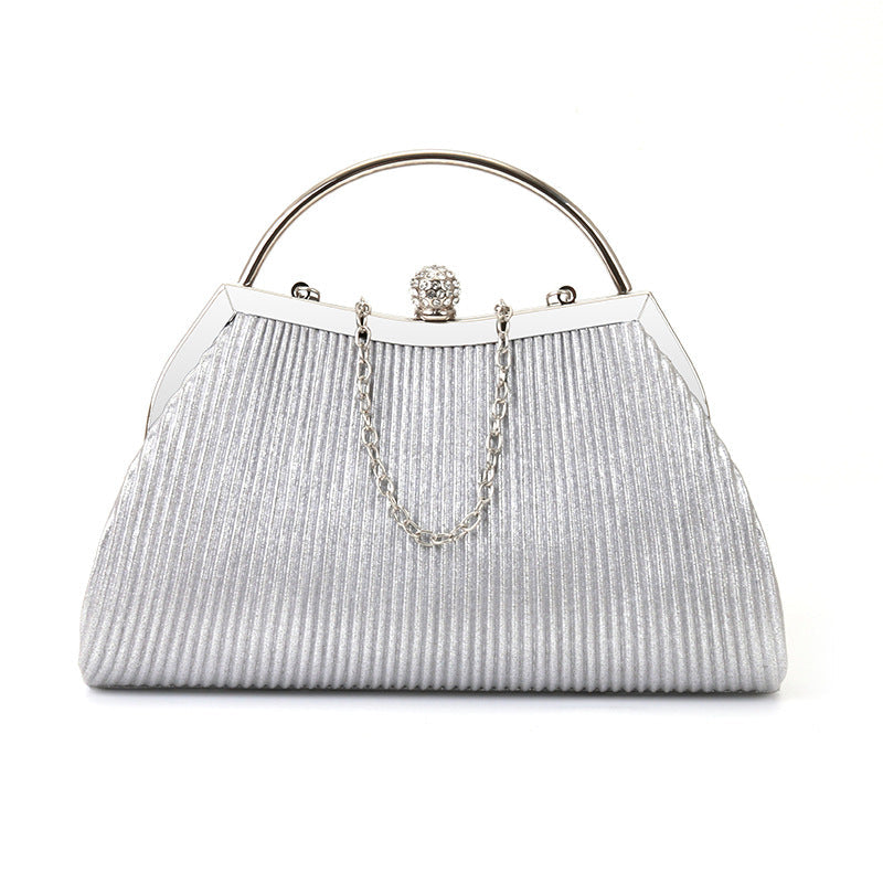 folded metal diamond-studded handbag wedding clutch bag