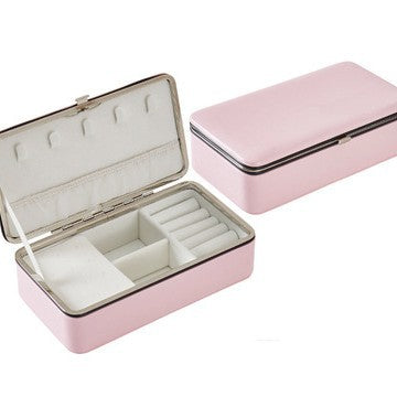 Leather makeup mirror for travel jewelry storage