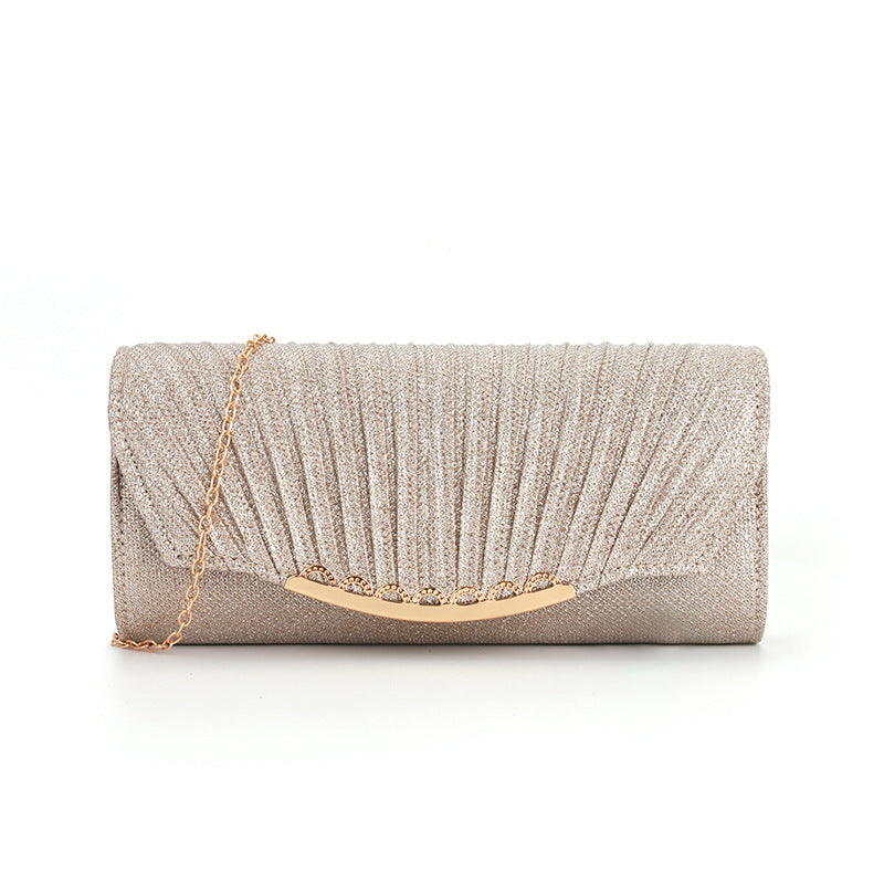 Pleated stitching chain crossbody Clutch Handbag
