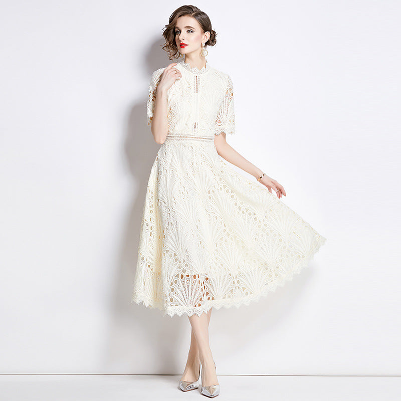 French lace round neck dress