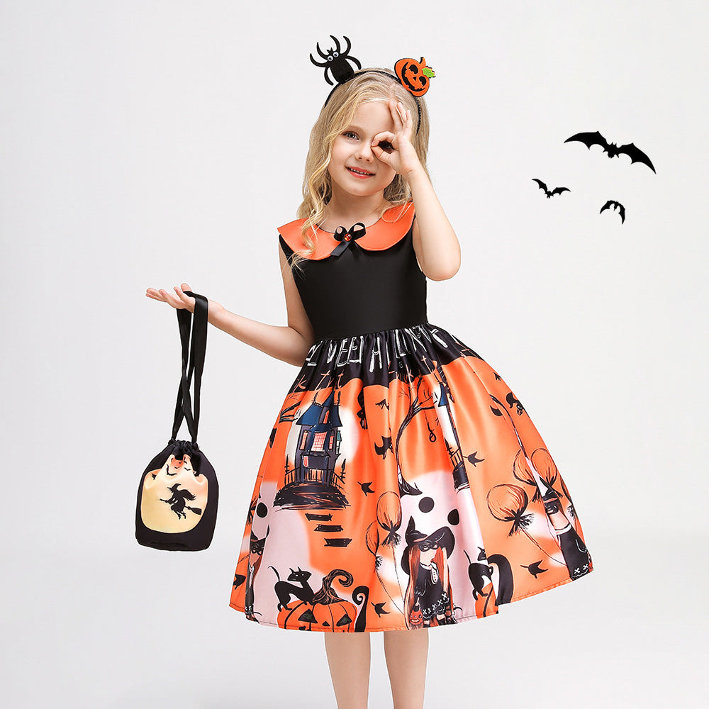 Halloween children's witch performance dress