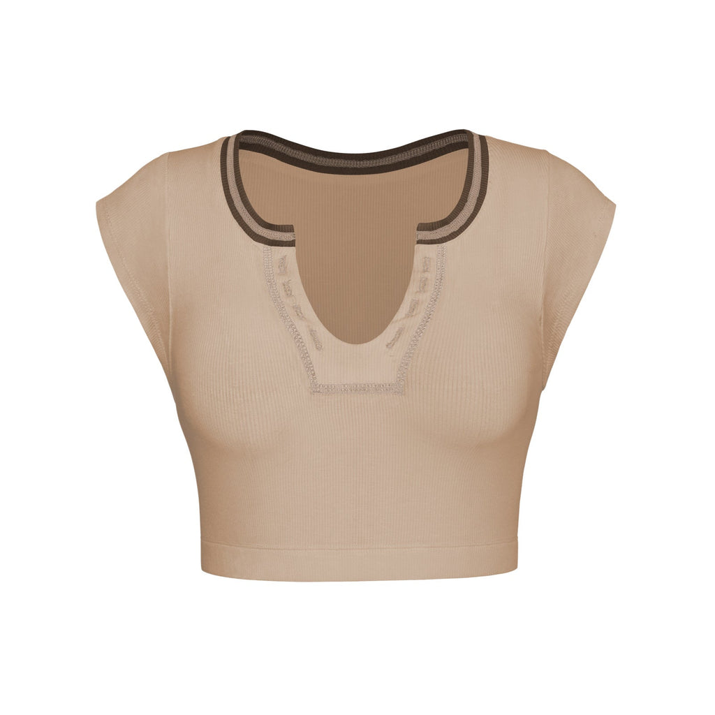 Slim Fit Ultra Short Sexy Spicy Girls Top Knitted Thread T-shirt