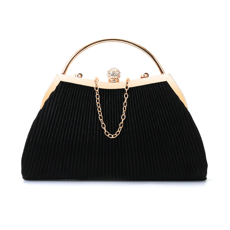 folded metal diamond-studded handbag wedding clutch bag