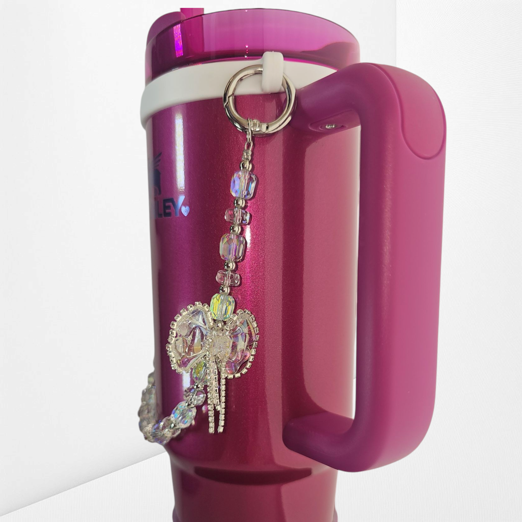 Deluxe Princess Beaded Tumbler Charm Necklace  - Crystal Clear