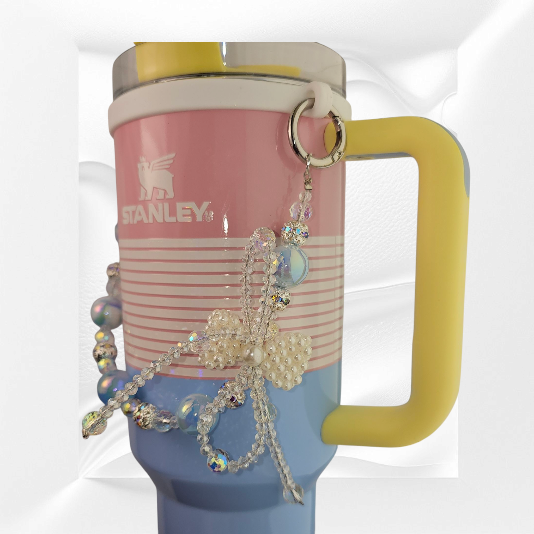 Deluxe Pearl Beaded Tumbler Charm Necklace  - Blue