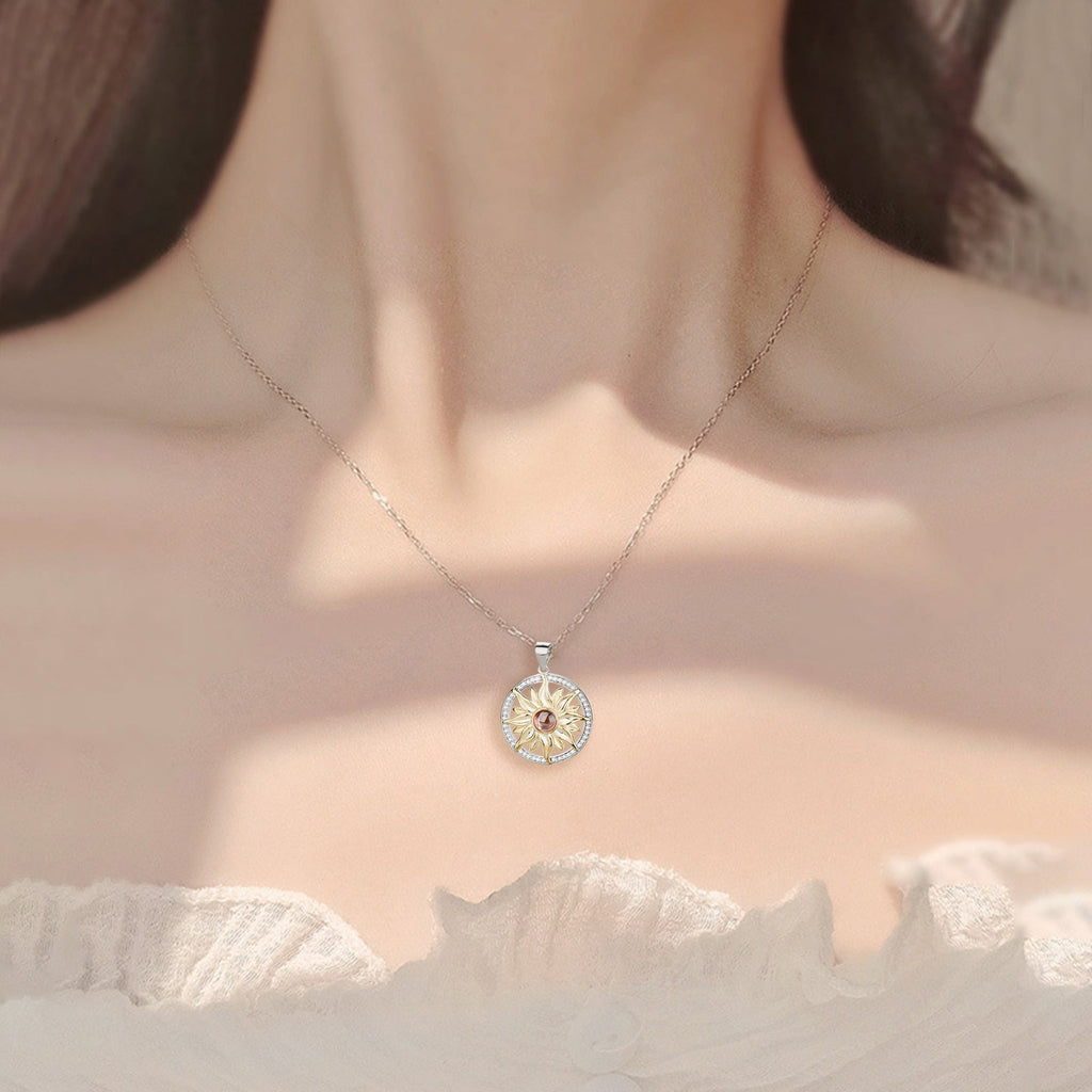 Custom SunFlower Projection Necklace Personalized Lover Keepsake Jewelry