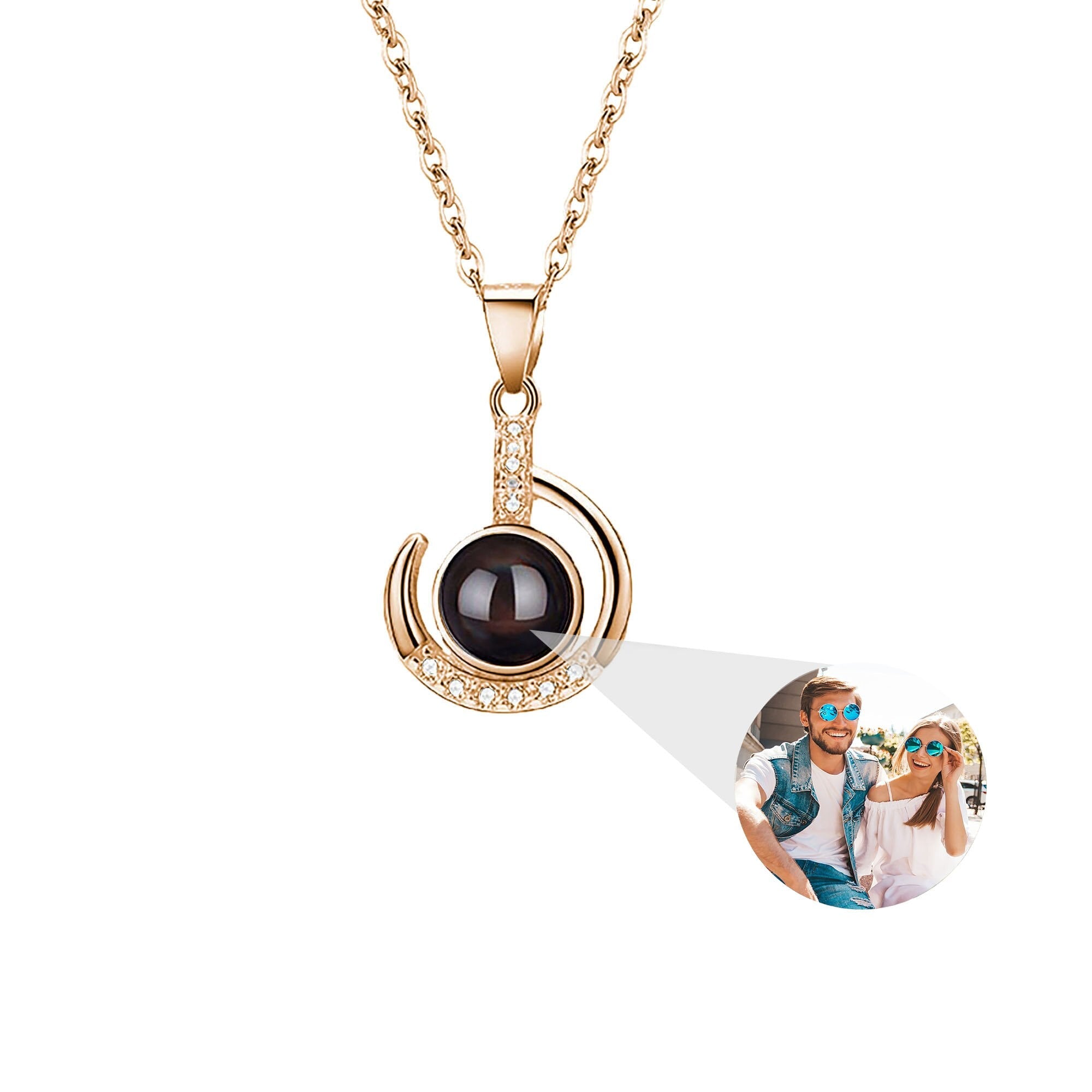Customizable photo Silver 925 Necklace 100 Languages I Love You Projection Pendant