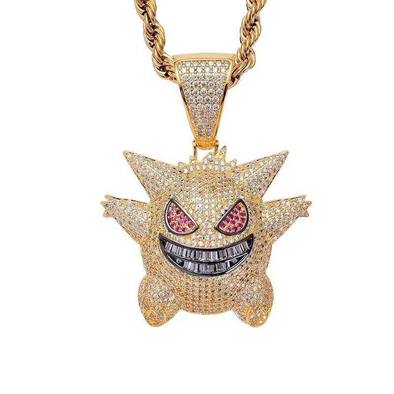 Hip Hop Fierce Shark Inlaid Zircon Pendant Charm Trend Necklace