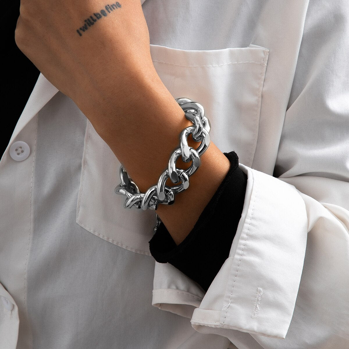 Hip Hop Thick Link Chain Bracelet Women's CCB Material