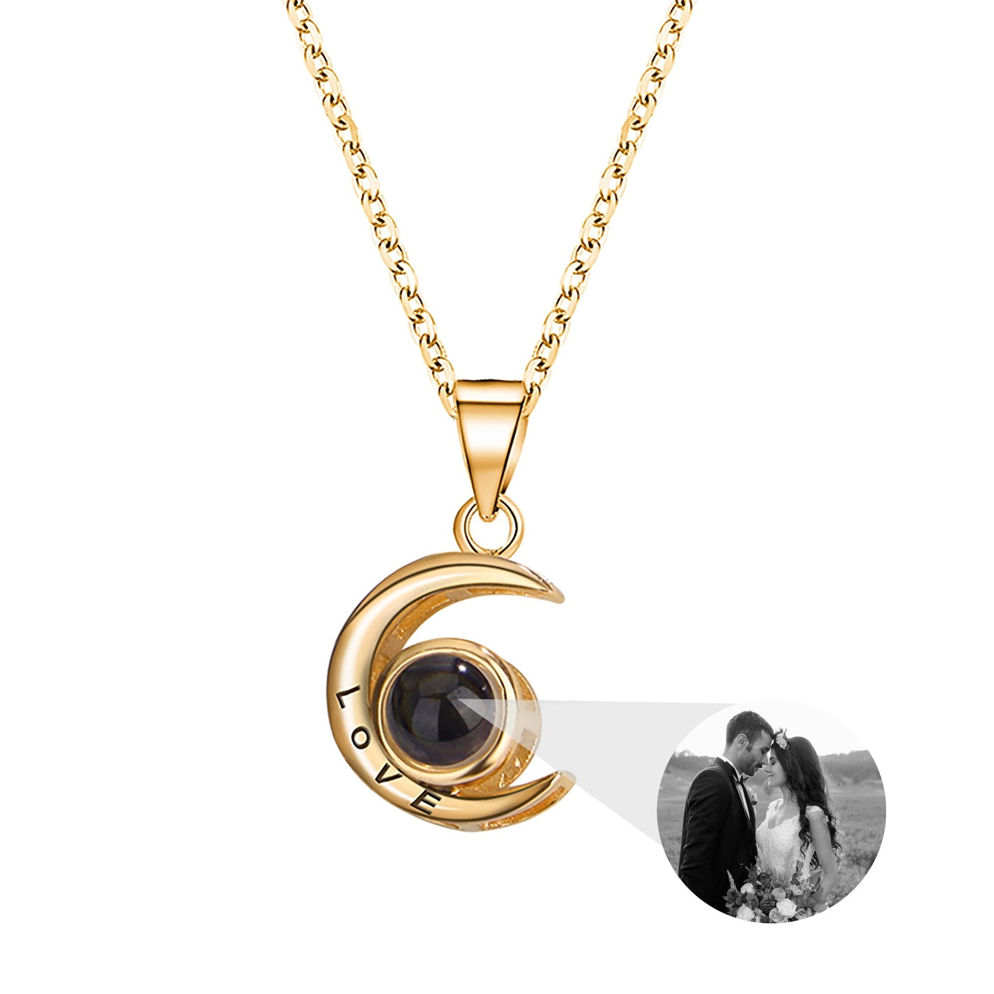 Personality Moon Necklace With Customizable Photo Romantic Gift