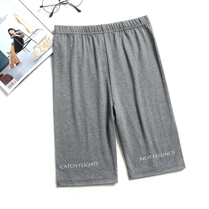 Shorts Thin Fitness Casual High Waist Biker Short Summer Slim Knee-Length Bottoms Streetwear