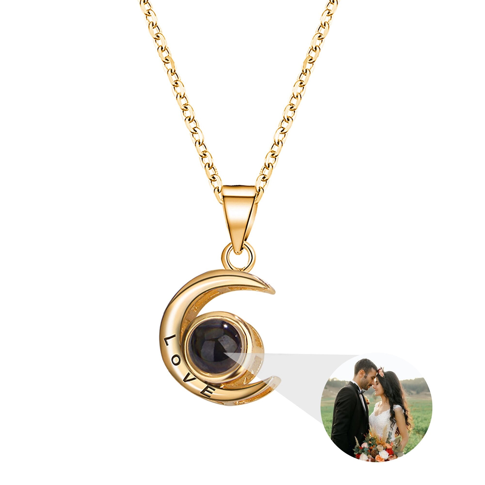 Personality Moon Necklace With Customizable Photo Romantic Gift