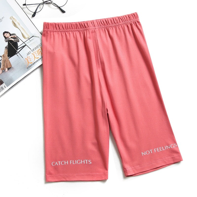 Shorts Thin Fitness Casual High Waist Biker Short Summer Slim Knee-Length Bottoms Streetwear