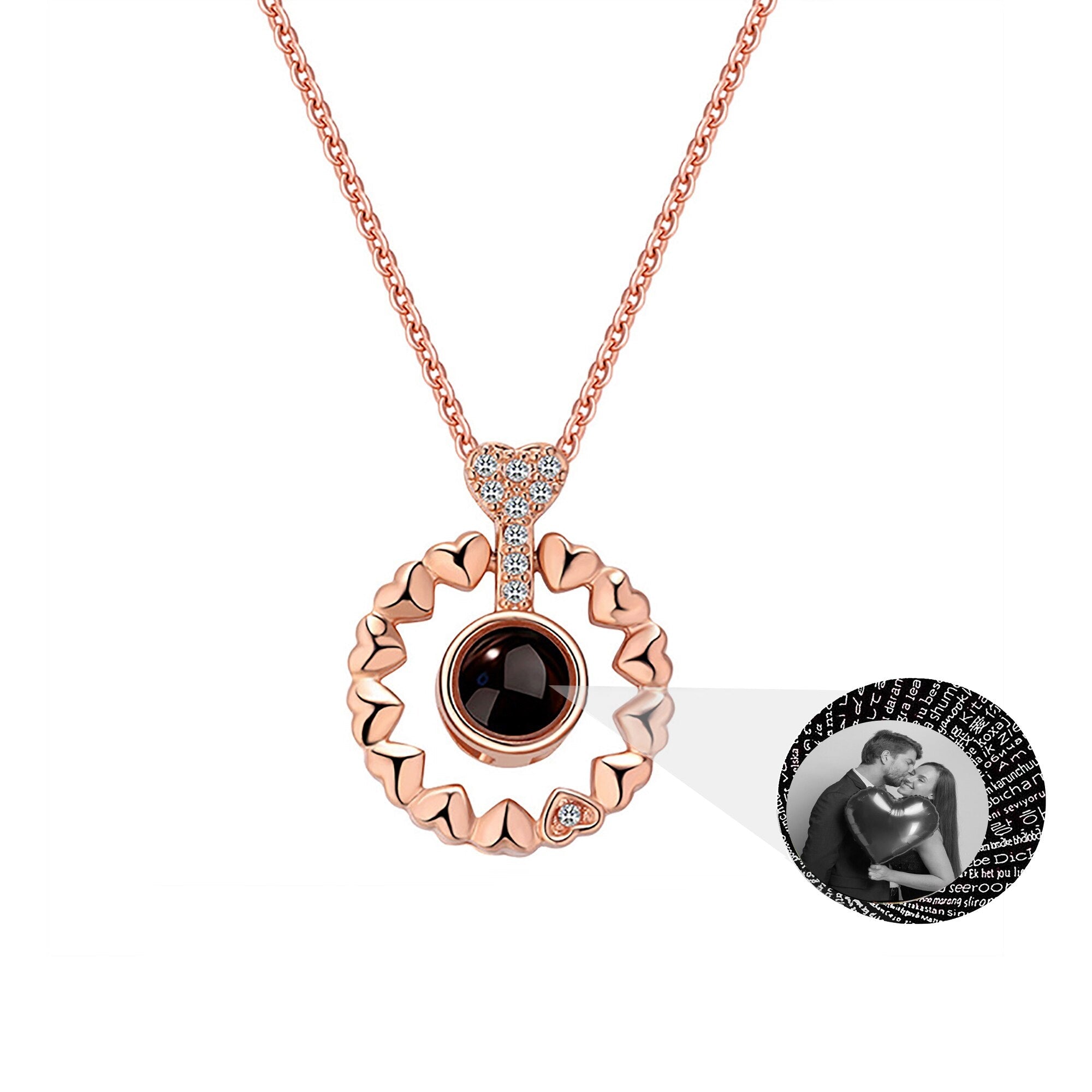 Love projection necklace with customizable photos Necklace Heart Pendant