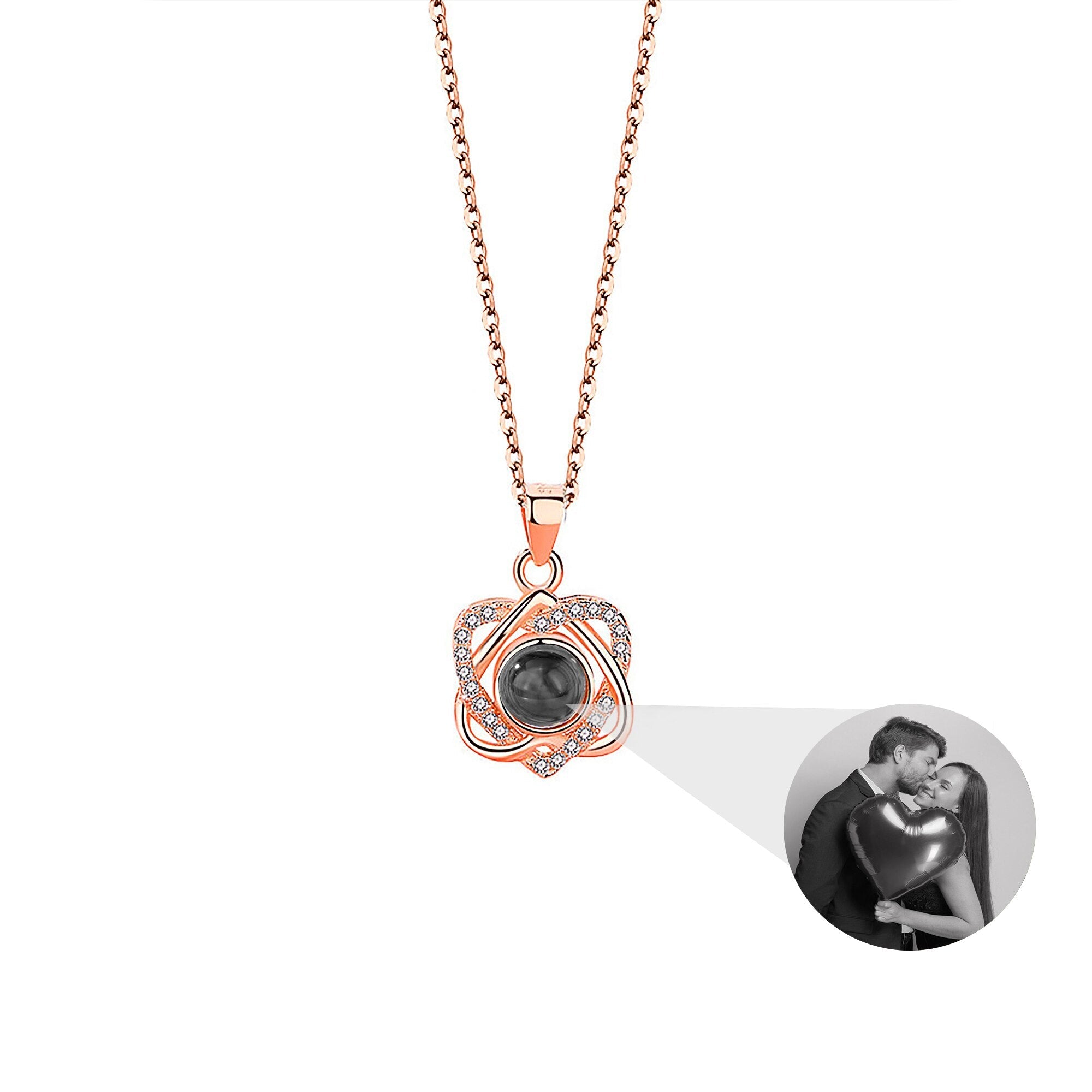 Customized photo projectionNecklace Heart Pendant Wedding Romantic Memory Projection Necklace