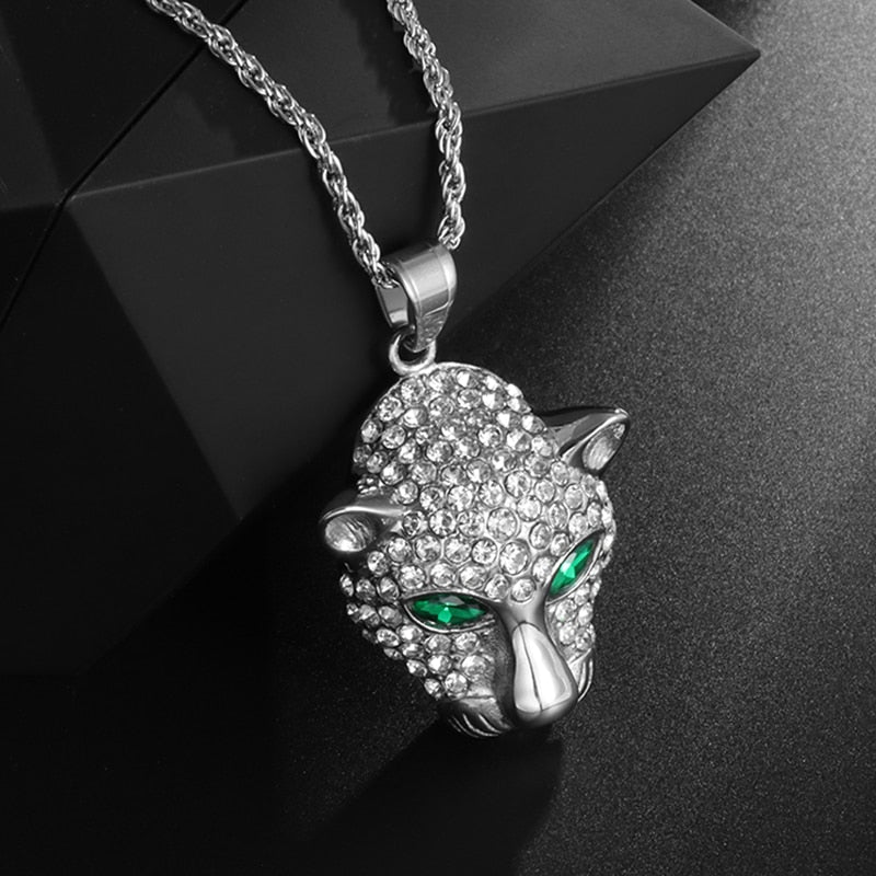 Hip Hop Fierce Shark Inlaid Zircon Pendant Charm Trend Necklace