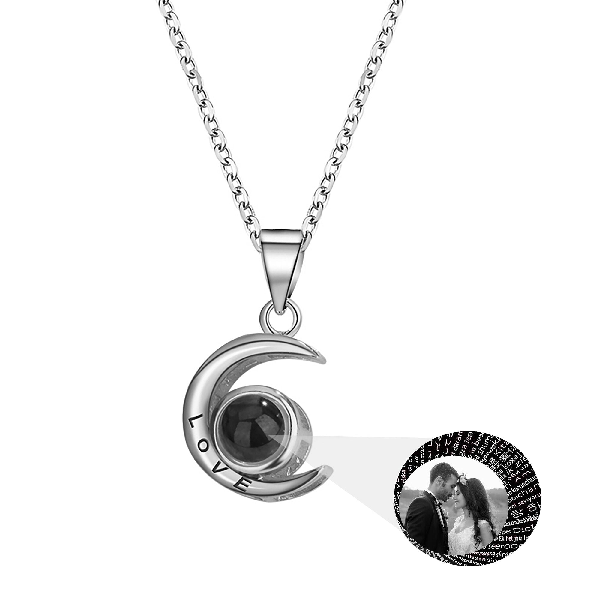 Personality Moon Necklace With Customizable Photo Romantic Gift