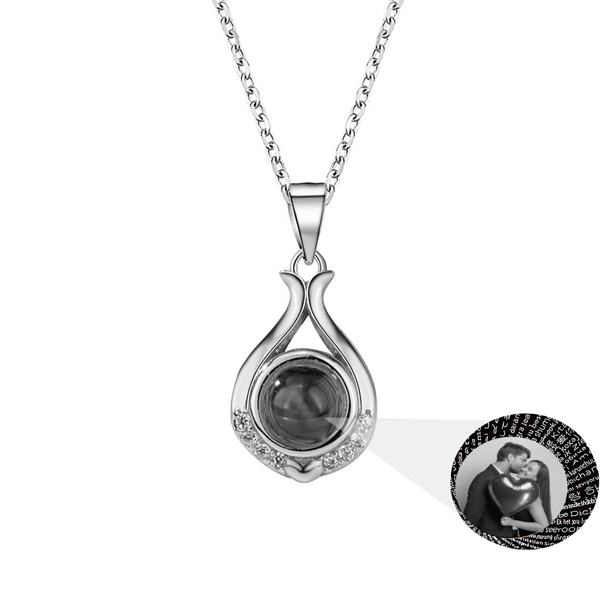 Valentine's Day Gift Photo Custom Simple flower Shaped Projection Necklace