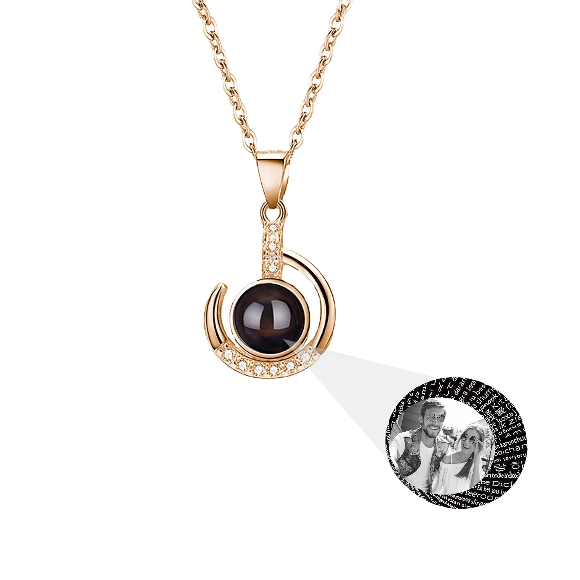 Customizable photo Silver 925 Necklace 100 Languages I Love You Projection Pendant