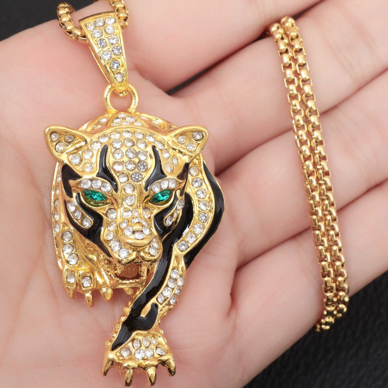 Hip Hop Fierce Shark Inlaid Zircon Pendant Charm Trend Necklace