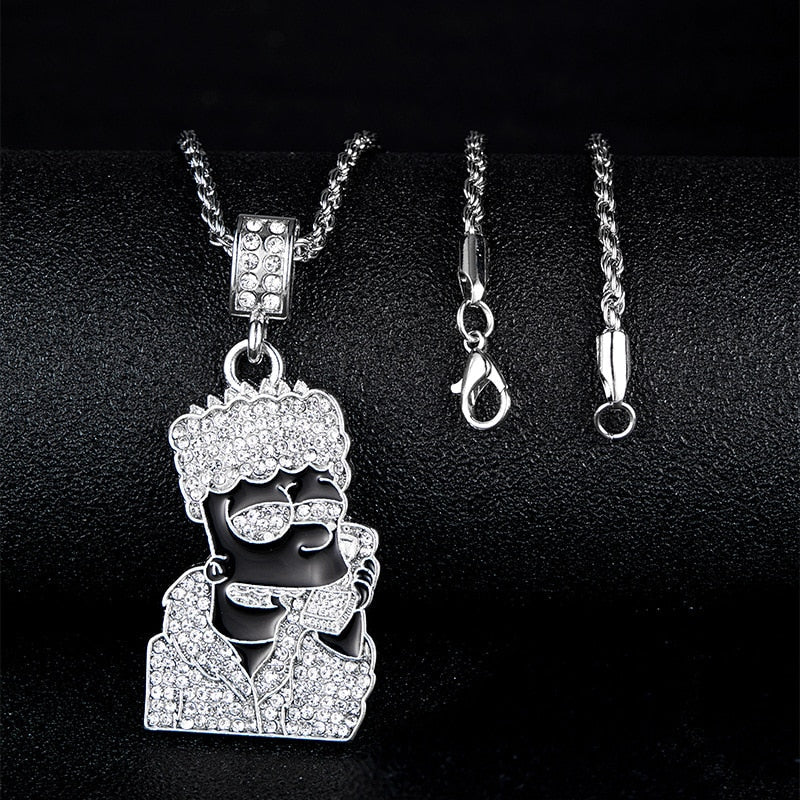 Hip Hop Fierce Shark Inlaid Zircon Pendant Charm Trend Necklace