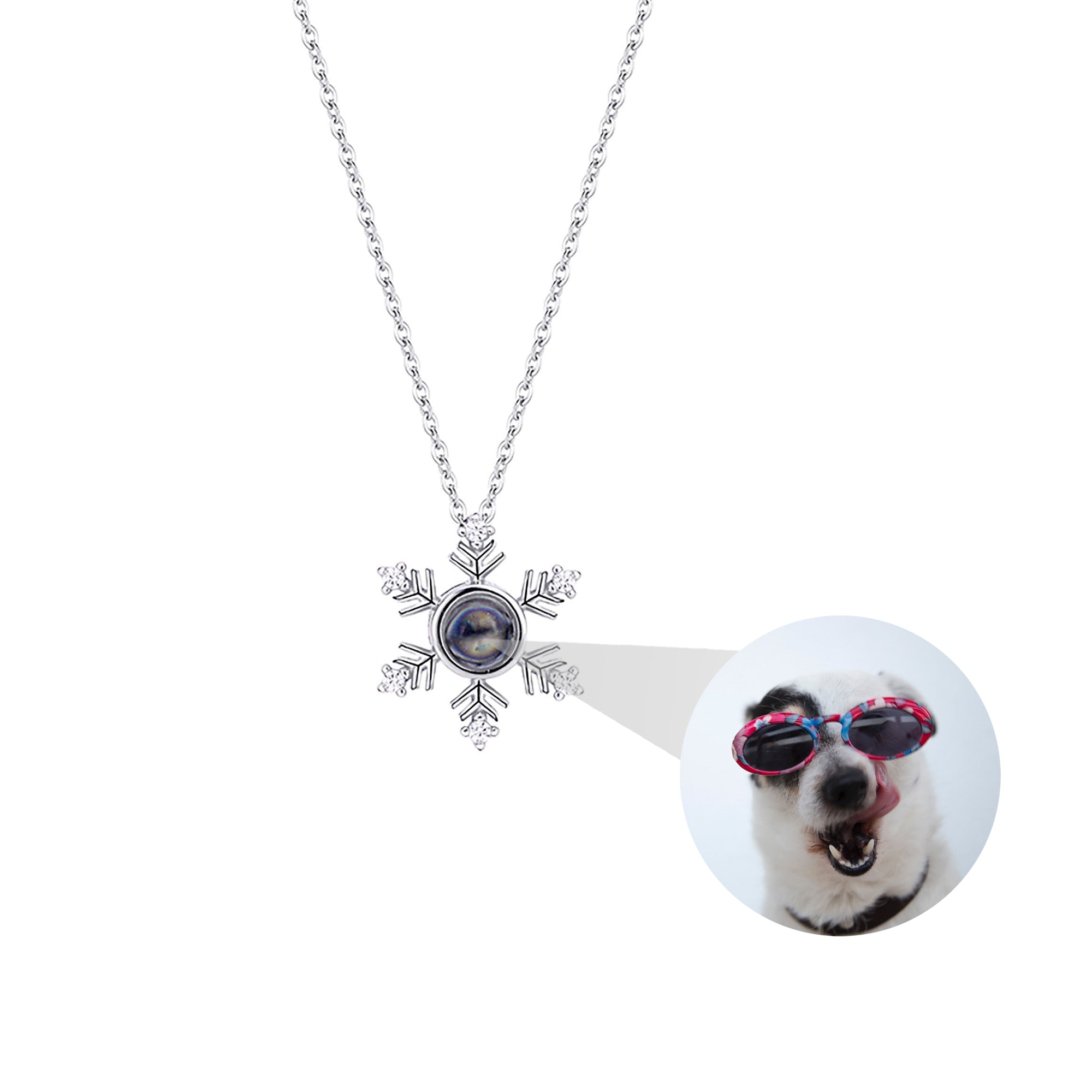 Photo Projection snowflake shape Necklace Pendant Jewelry for Lover Girlfriend 2022