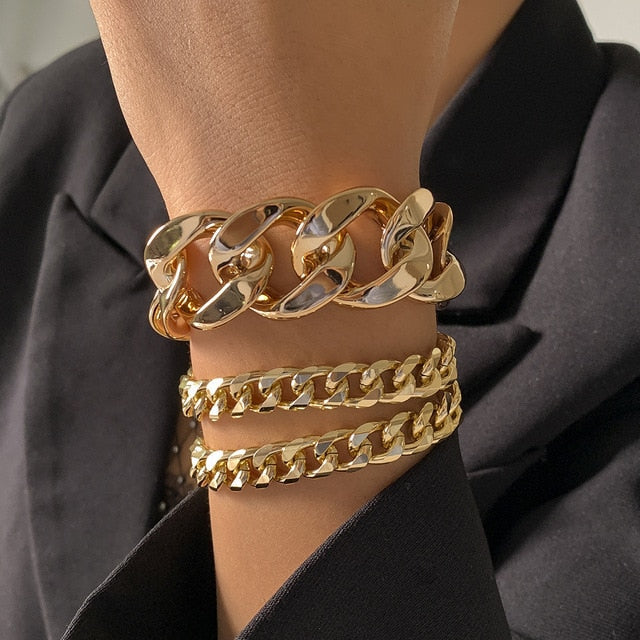 Hip Hop Thick Link Chain Bracelet Women's CCB Material