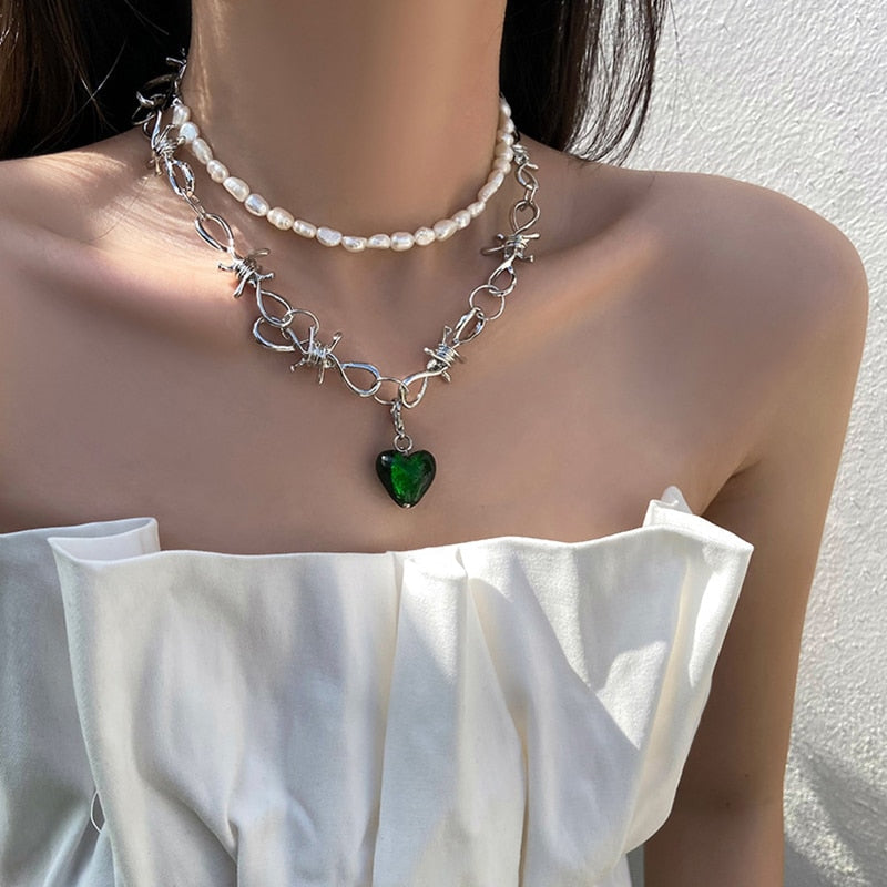 Metal Love Heart Cupid Pendants Female Clavicle Chain Light Luxury Niche Design Necklace