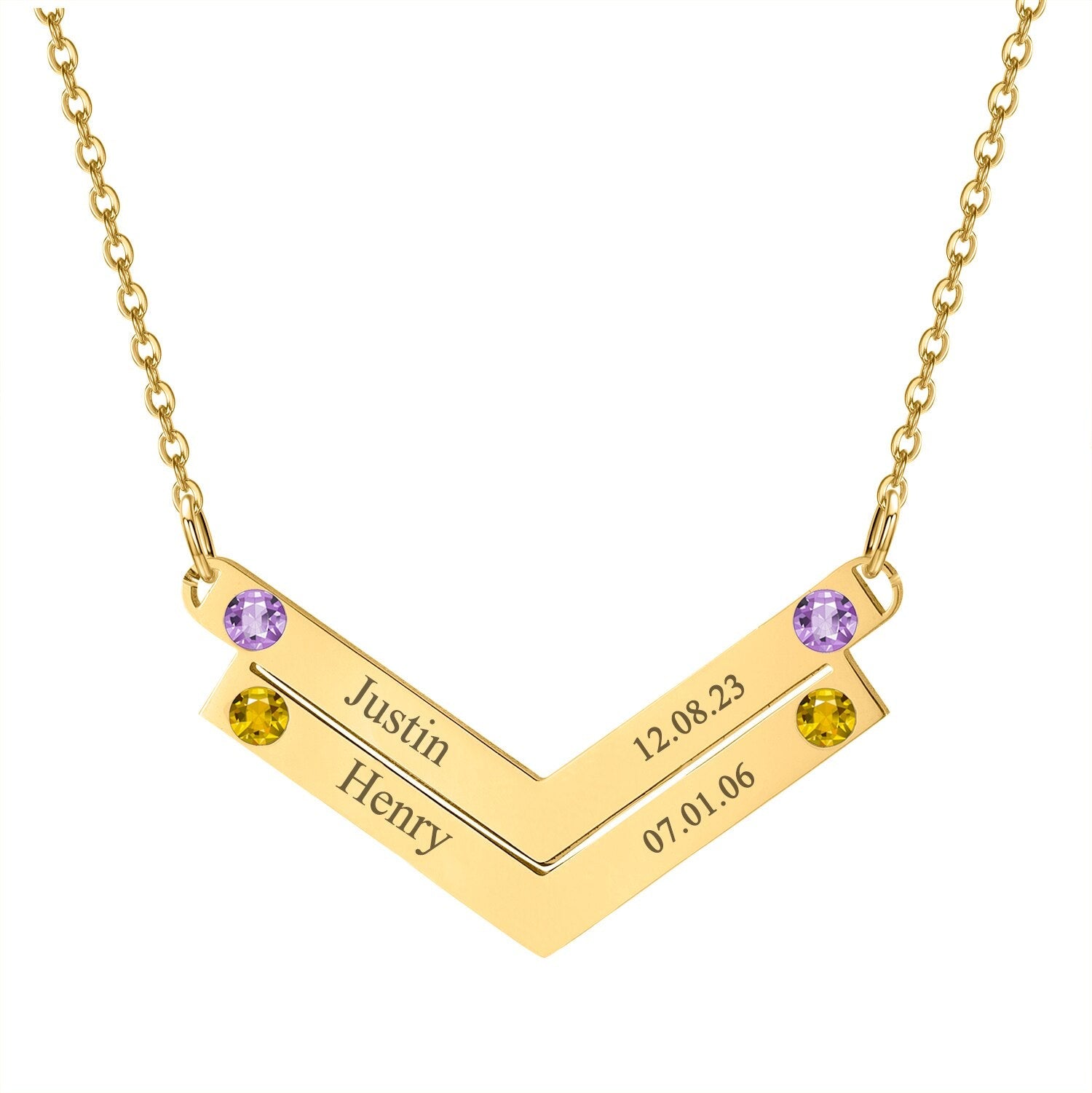 Personalized Family Necklace Mothers Day Birthstone Jewelry Customized Engraving Name Necklace
