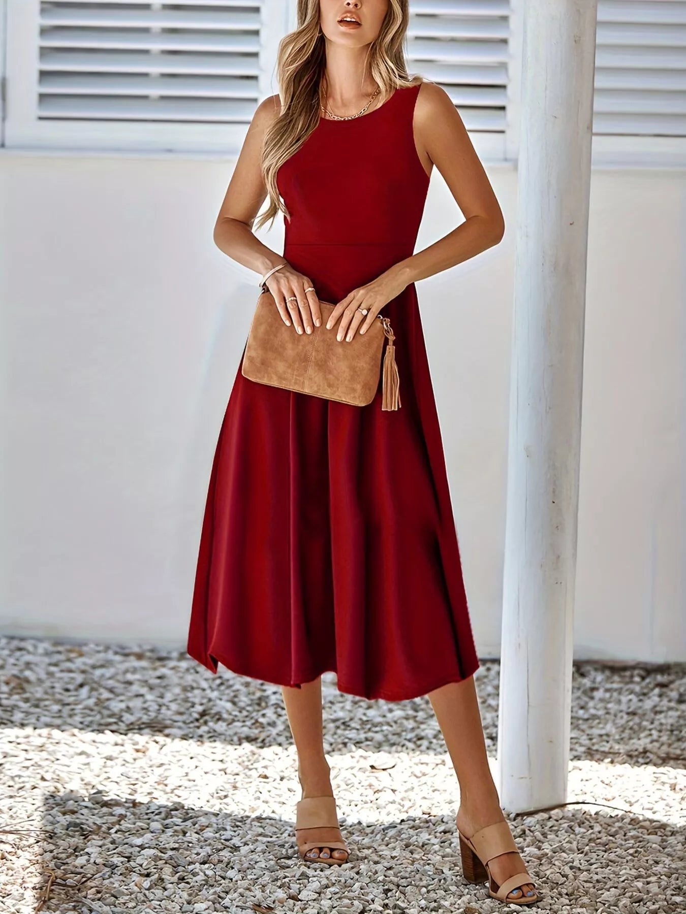 Sleeveless A Line Midi Dress
