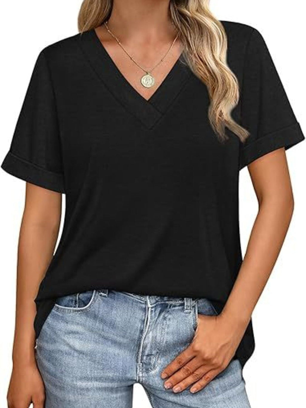 Casual V Neck Short Sleeve T Shirt