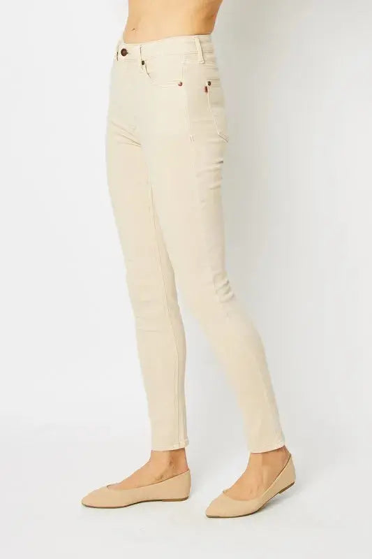 Full Size Garment Dyed Tummy Control Skinny Judy Blue Jeans