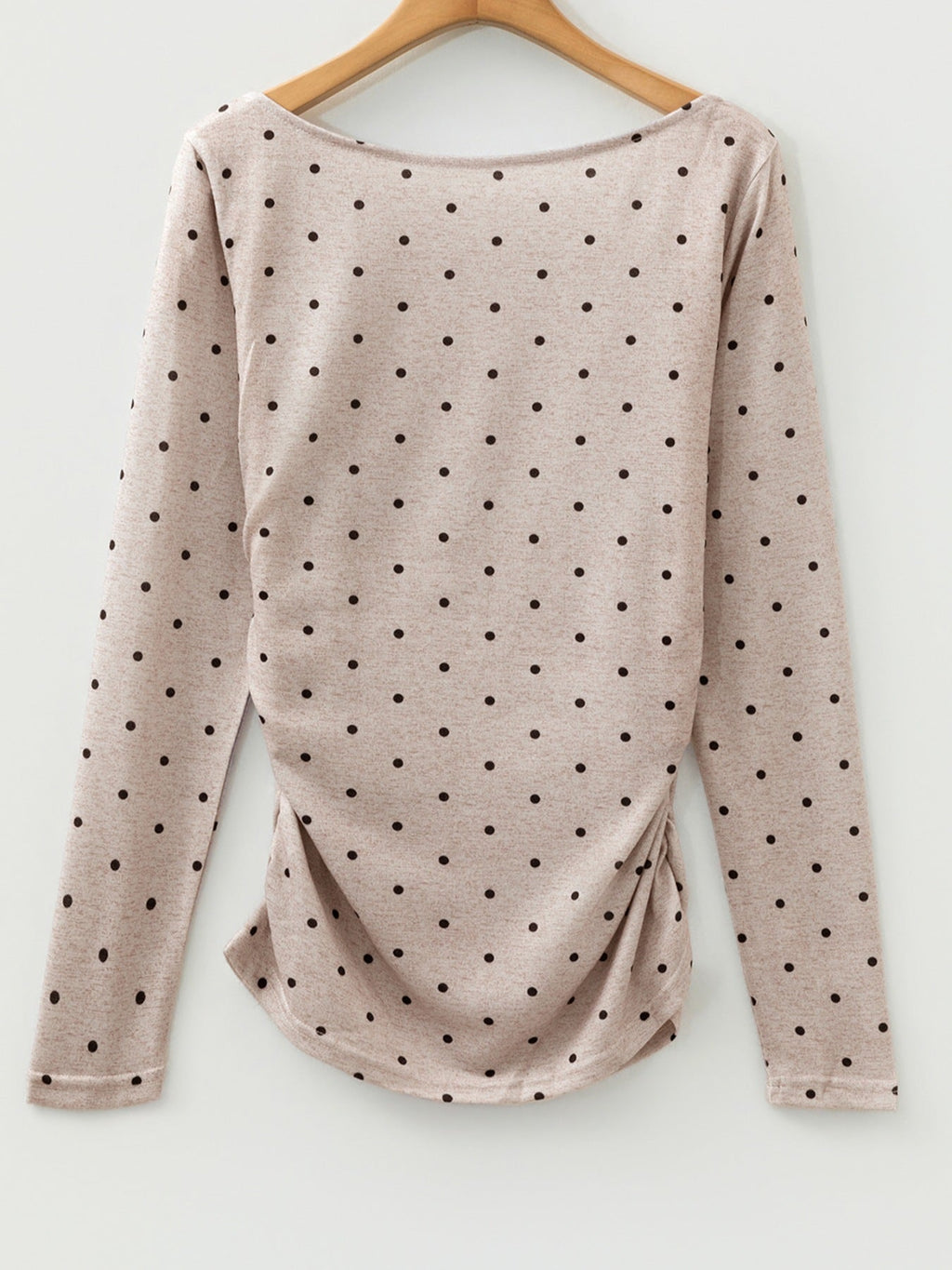 Polka Dot Boat Neck Knit Long Sleeve Shirt