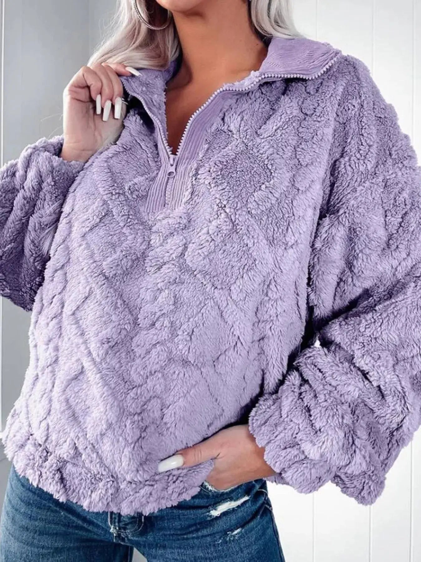 Cozy Fleece Quarter Zip Sweatshirt