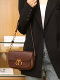 Classic Gold Lock Leather Flap Shoulder Bag