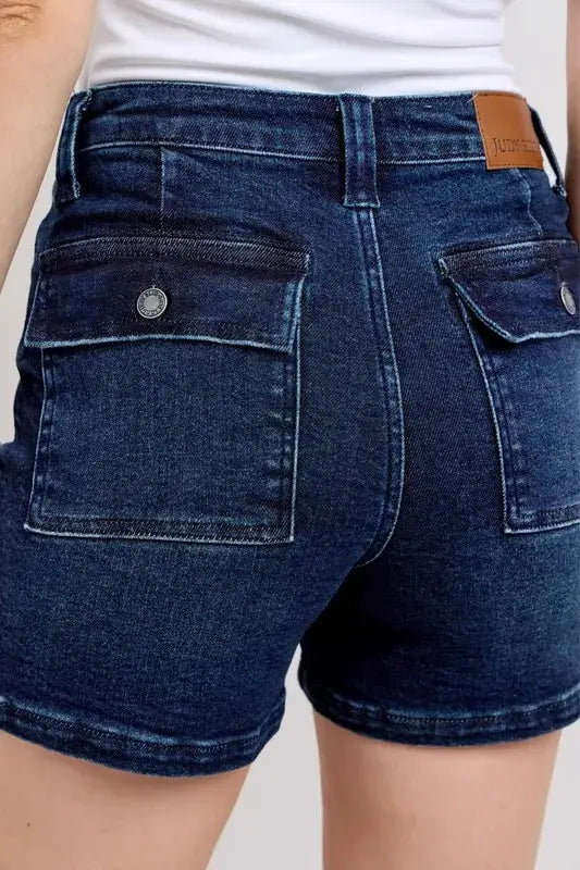 Judy Blue Jeans - Plus Size High Waist Back Flap Pocket Denim Shorts
