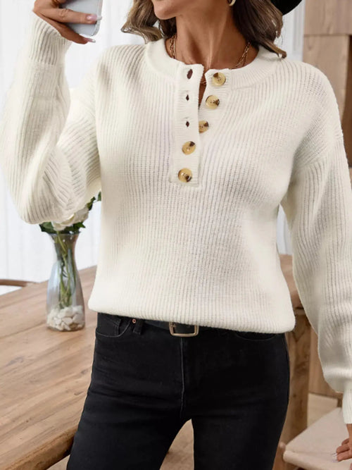 Button Detail Long Sleeve Sweater