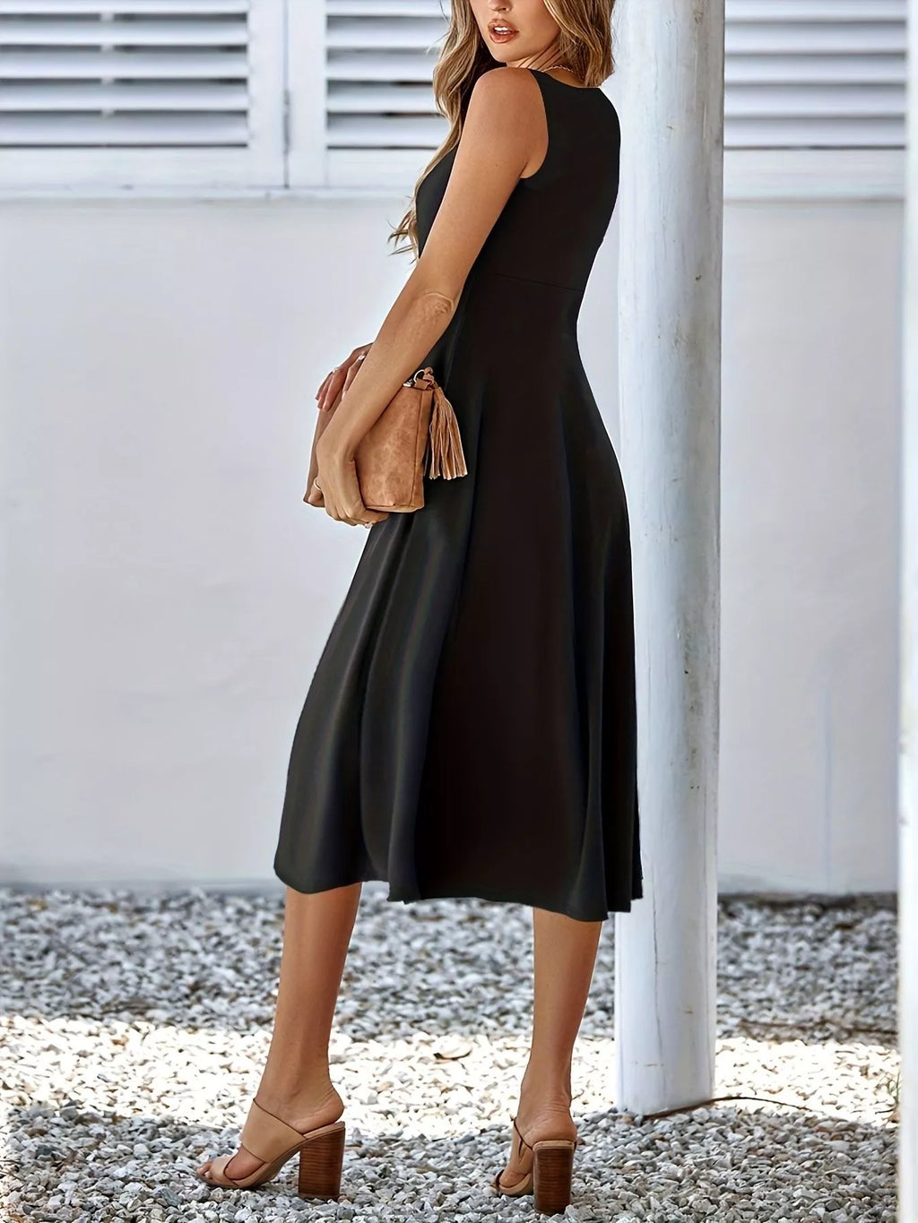 Sleeveless A Line Midi Dress