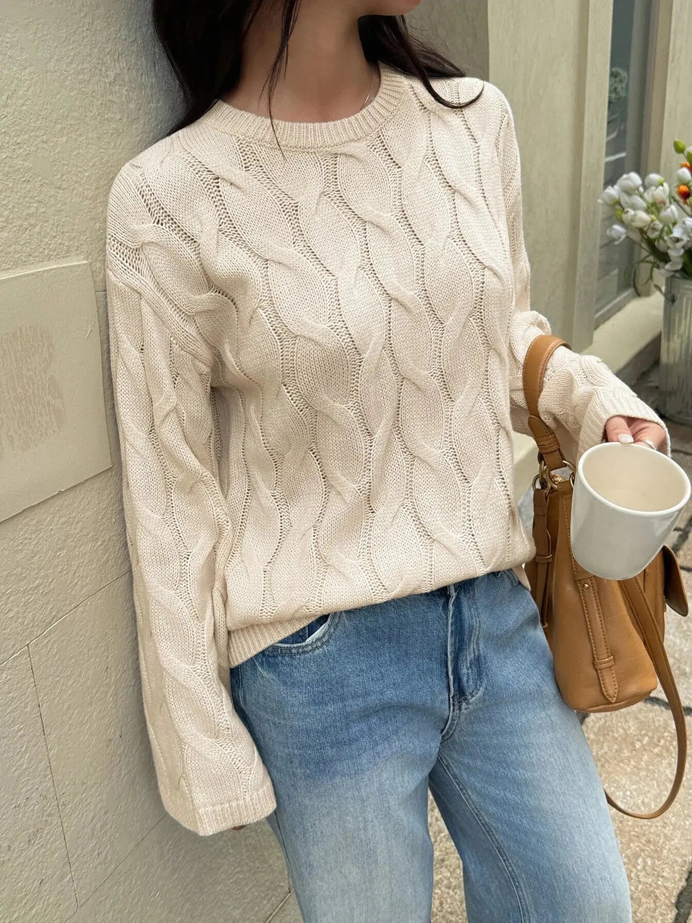 Long Sleeve Cable Knit Sweater