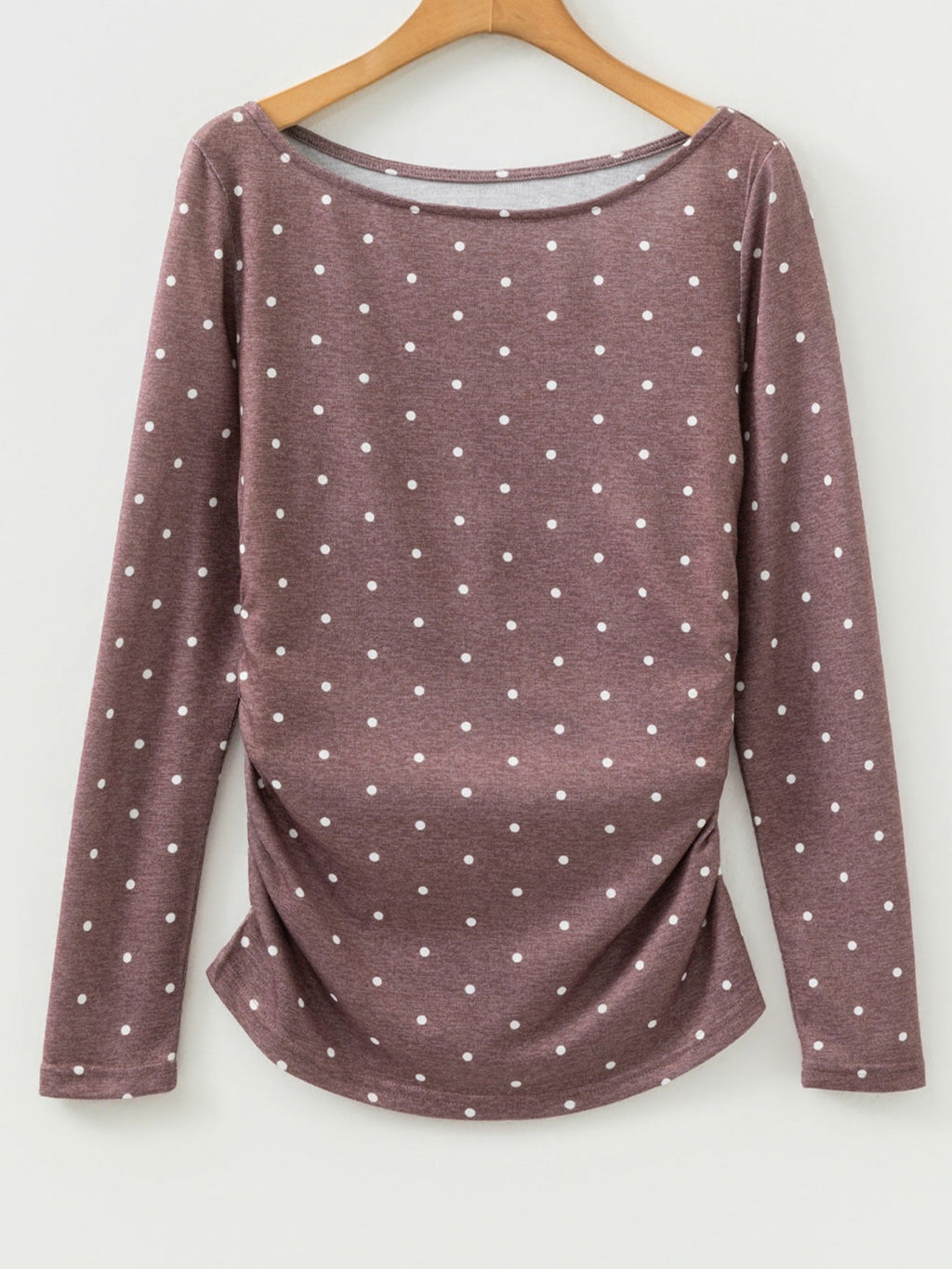 Polka Dot Boat Neck Knit Long Sleeve Shirt