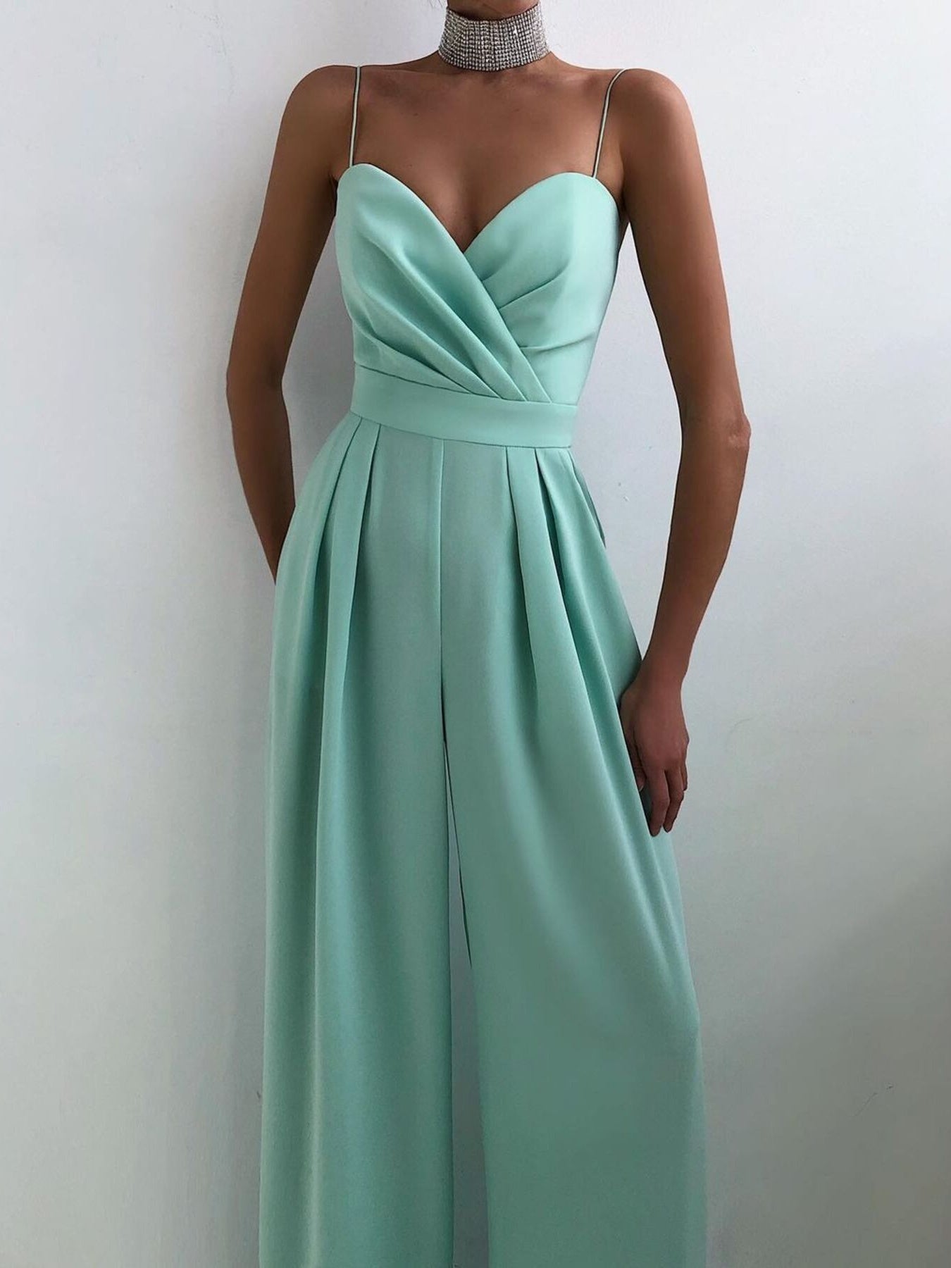 Full Size Spaghetti Strap Wide Leg Jumpsuit