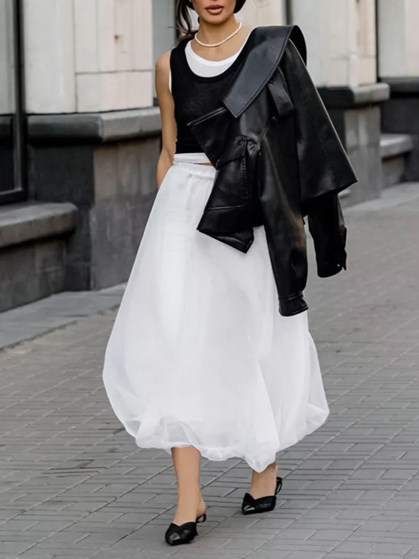 Sheer Flowy Elastic Waist Midi Skirt
