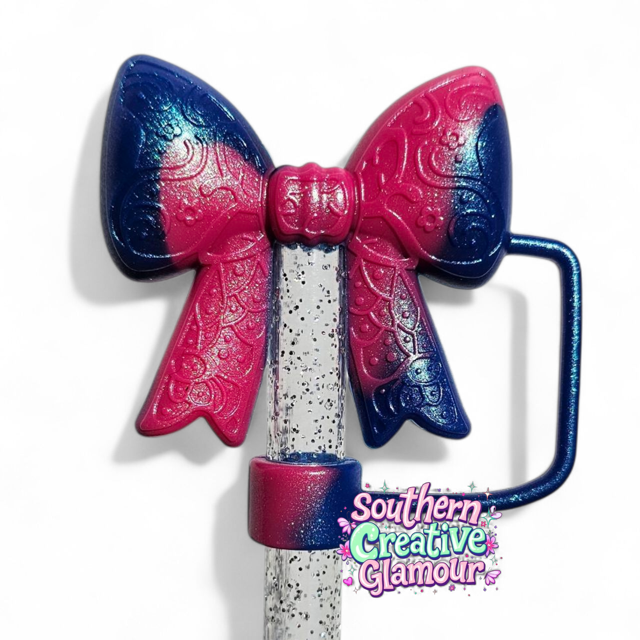 Paisley Princess 3D BOW Silicone 10mm Straw Topper | Berry Truffle Pink Shimmer