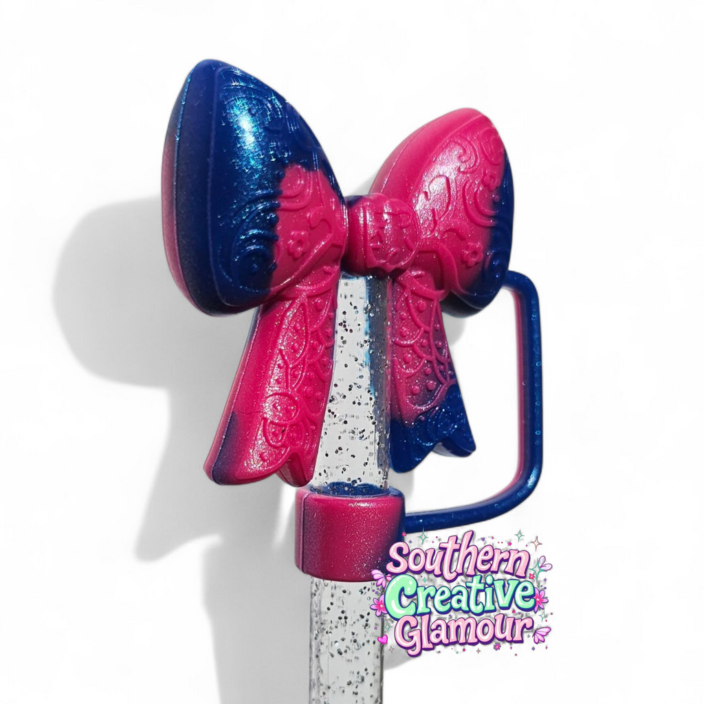 Paisley Princess 3D BOW Silicone 10mm Straw Topper | Berry Truffle Pink Shimmer