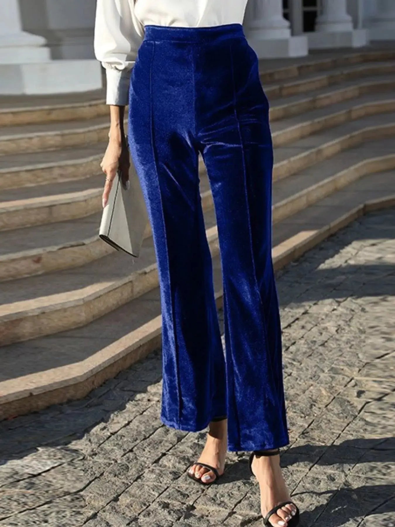 High-Waisted Wide Leg Velvet Pants