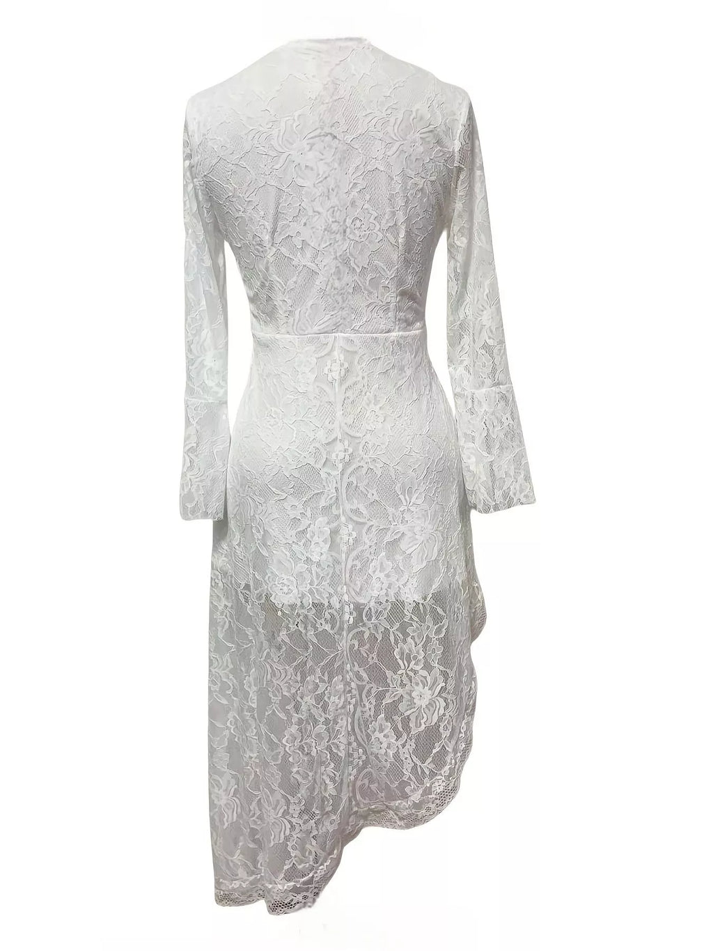 Lace Asymmetrical Hem Dress