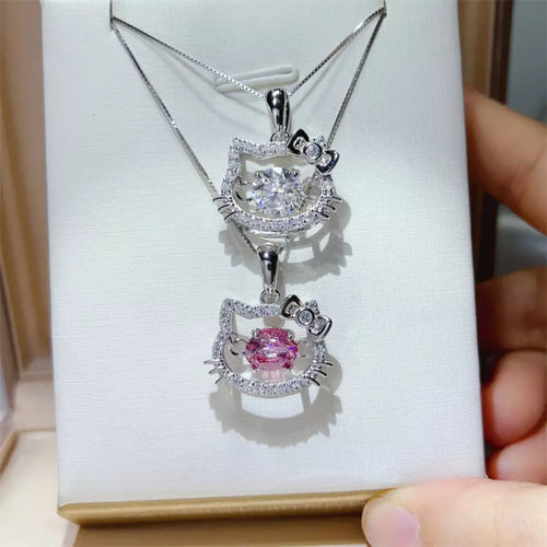 925 Sterling Silver Cat Ear 2 Carat Moissanite Pendant