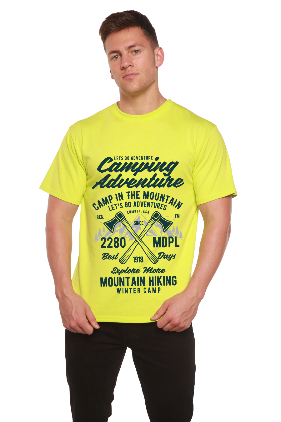 Camping Adventure Men's Bamboo Viscose/Organic Cotton Short Sleeve Graphic T-Shirt