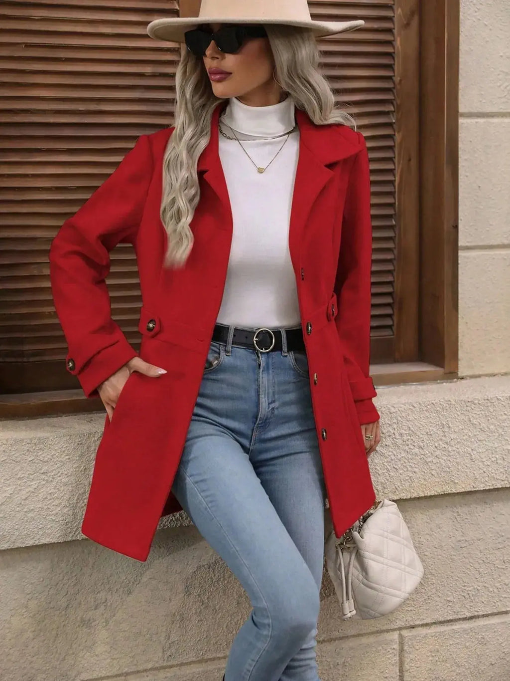 Button Up Long Sleeve Coat